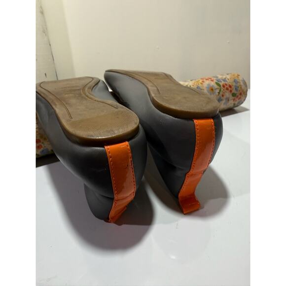 J. Crew Women's Anya Cap-Toe Ballet Flat Leather Grey Orange Size 8.5 - Picture 3 of 8